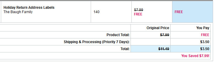 free Vistaprint mailing labels