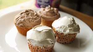 Peanut Butter Cupcakes with Cool Whip Frosting